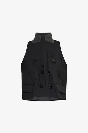 SACAI High-neck Double-breasted Woven Vest