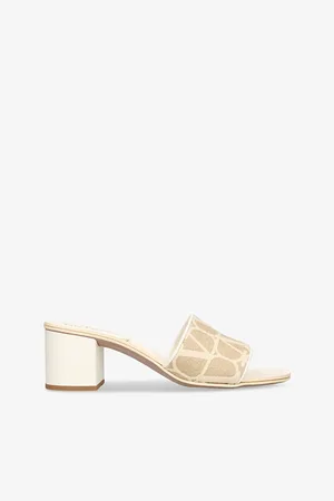 VALENTINO GARAVANI Vlogo-print Woven Heeled Mules