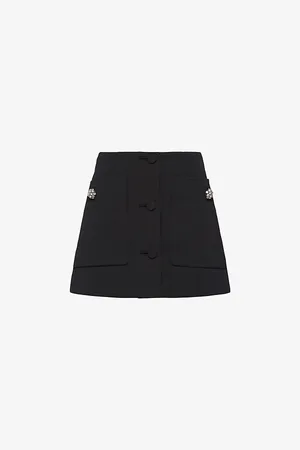 Prada Crystal-embellished Wool Mini Skirt