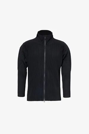 Issey Miyake Pleated Zip-up Knitted Cardigan