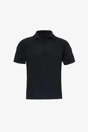 Issey Miyake Pleated Regular-fit Knitted Polo Shirt