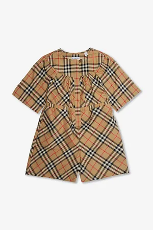 Burberry Gigi Checked Cotton-blend Playsuit 6-12 Years