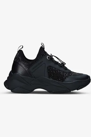 Kurt Geiger Leighton Crystal-embellished Woven Low-top Trainers