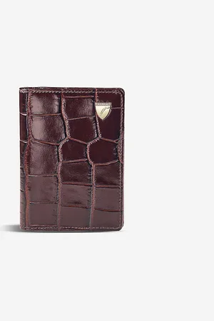 ASPINAL OF LONDON Double Fold Croc-embossed Leather Card Holder