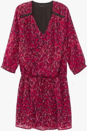 IKKS Leopard-print Studded-braid Woven Mini Dress