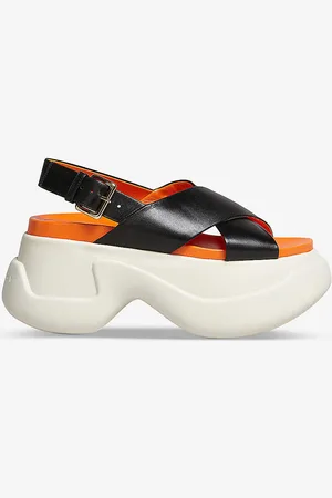 Marni Fussbett Cross-over Leather Platform Sandals