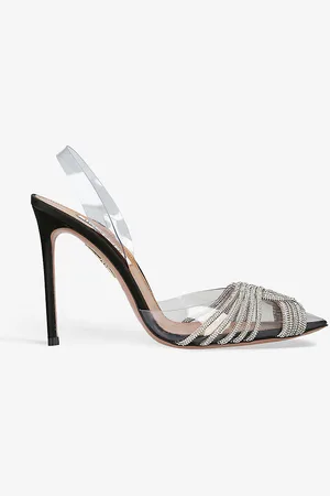 Aquazzura Gatsby Crystal-embellished Leather and Pvc Slingback Courts