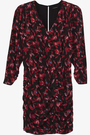 IKKS Floral-print Long-sleeved Woven Mini Dress