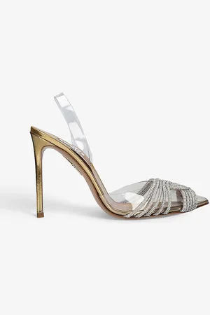 Aquazzura Gatsby 105 Crystal-embellished Leather and Pvc Slingback Courts