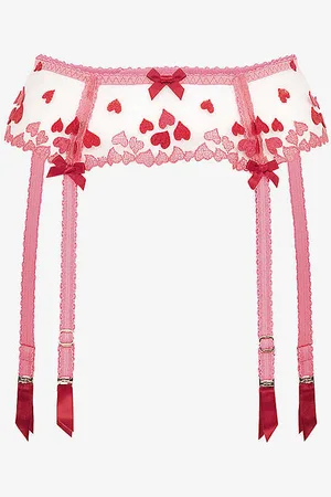 Agent Provocateur Cupid Bow-embellished Semi-sheer Mesh Suspender Belt