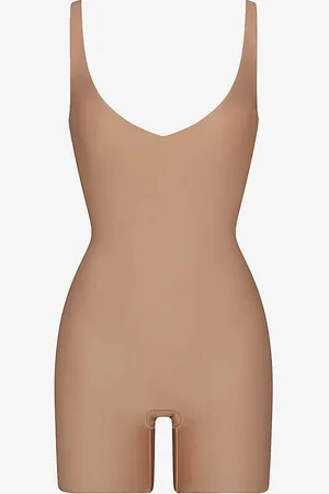 SKIMS Plunge-neck Fitted Stretch-cotton Body