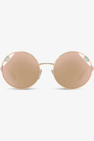Bvlgari Bv6159 54 Serpenti Round-frame Metal Sunglasses