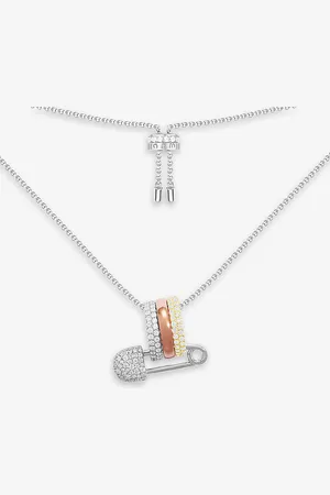 APM Monaco Pin Sterling- and Zirconia Adjustable Necklace