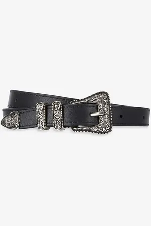 The Kooples Engraved Buckle Leather Belt