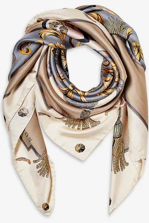 ASPINAL OF LONDON Signature Shield Graphic-print Silk Scarf