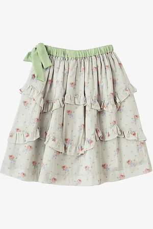 Caramel Azalea Rose Bouquet-print Cotton Skirt 3-12 Years
