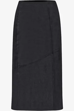 Ro&Zo Regular-fit High-rise Leather Midi Skirt