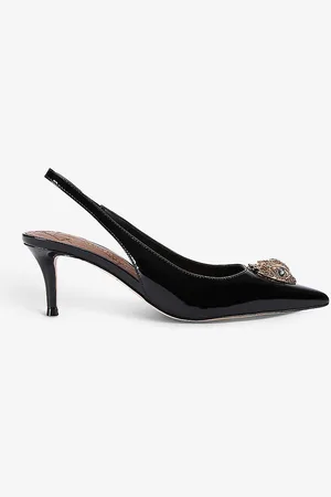 Kurt Geiger Belgravia Crystal-embellished Eagle-head Patent Sling Back Sandals