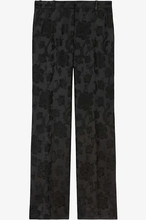 The Kooples Floral-jacquard Straight-leg High-rise Stretch-woven
