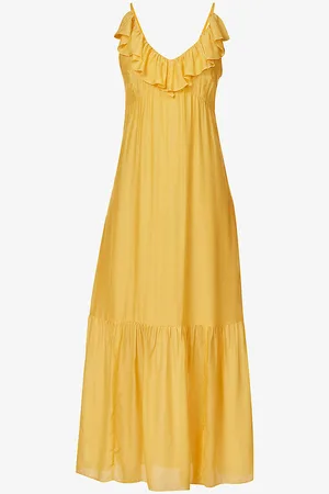IKKS Ruffled V-neck Tiered-hem Woven Maxi Dress