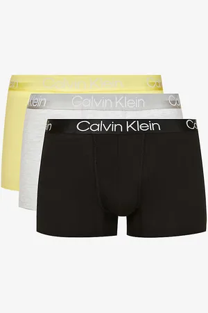 Calvin Klein Pack of Three Logo-print Mid-rise Cotton and Recycled-polyester-blend