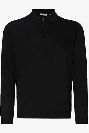 IKKS Fine-knit Brand-plaque Regular-fit Woven-blend Polo Shirt