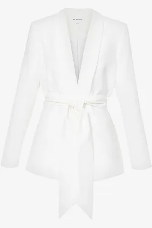 Six Stories Shawl-lapel Tie-waist Woven Blazer