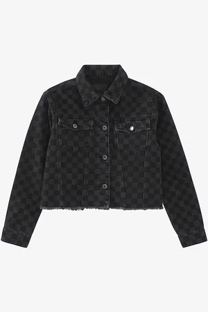 IKKS Checkerboard-print Denim Jacket