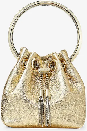 Jimmy Choo Bon Micro Metallic Leather Top-handle Bag