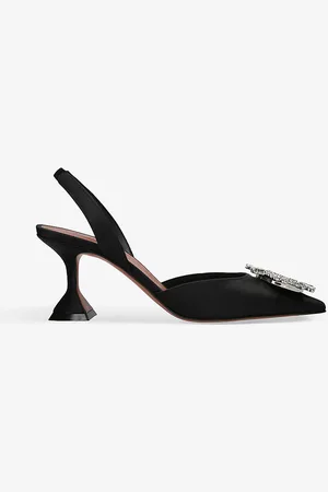 Amina Muaddi Begum Crystal-embellished Slingback Satin Courts