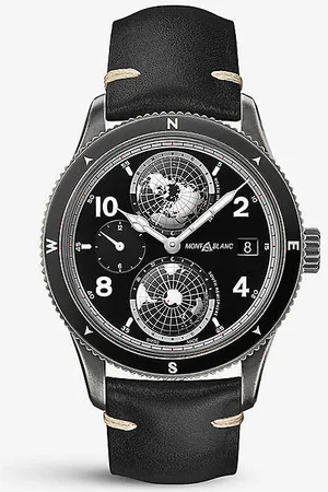 Montblanc 128257 1858 Stainless-steel and Leather Automatic Watch