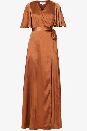Six Stories Wrap-over Short-sleeved Woven Maxi Dress