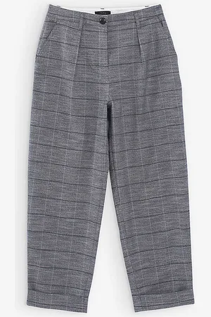 IKKS Checked Wide-leg Stretch-woven Trousers