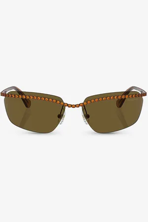 Swarovski Sk7001 Rectangle-frame Gem-embellished Metal Sunglasses