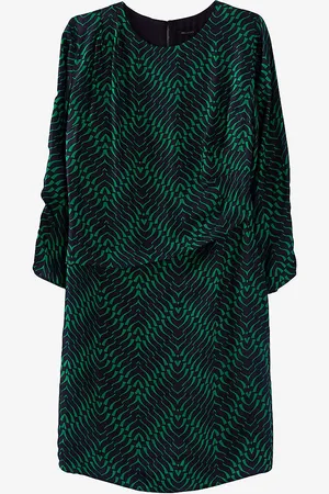 IKKS Geometric-print Gathered-waist Woven Mini Dress
