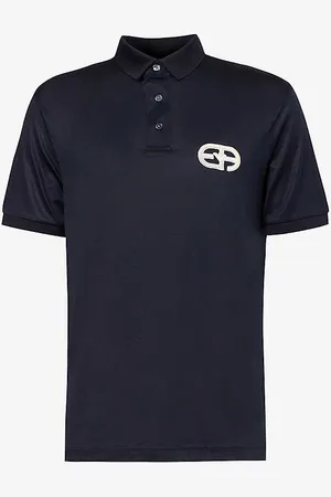 Emporio Armani Brand-embroidered Split-hem Jersey Polo Shirt