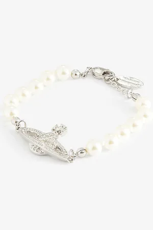 Vivienne Westwood Mini Bas Relief Silver-tone Brass and Glass-pearl Bracelet