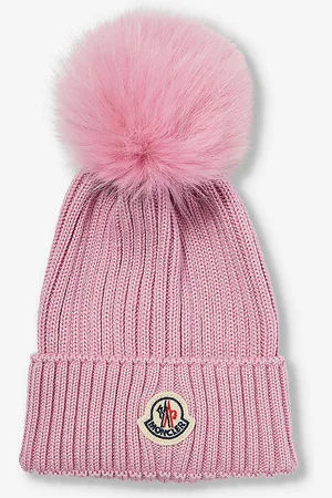 Moncler Logo-patch Bobble Wool-knit Beanie Hat 4-10 Years