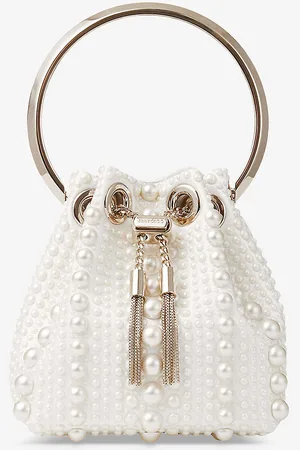 Jimmy Choo Bon Micro Pearl-embellished Satin Top-handle Bag