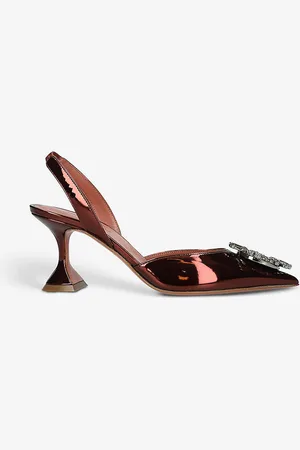 Amina Muaddi Begum Slingback Crystal-embellished Mirrored-leather Courts