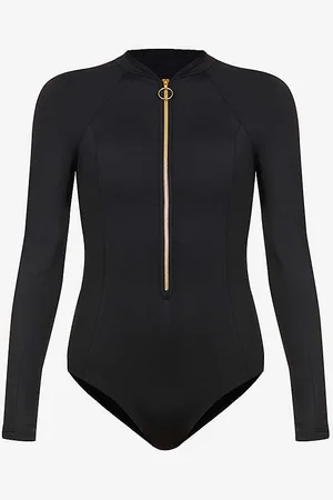 Seafolly Collective Long-sleeve Stretch-recycled Nylon Swimsuit