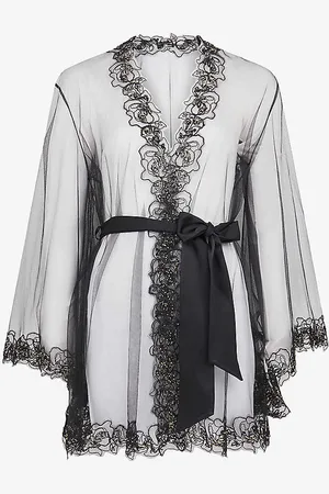 Agent Provocateur Lindie Floral Trim Mesh Dressing Gown