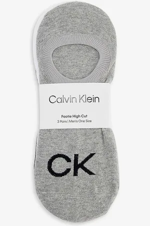Calvin Klein Logo-print Anti-slip Pack of Three Stretch-cotton Blend Socks