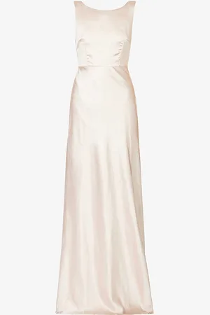 Six Stories Cowl-back Sleeveless Satin Maxi Dress