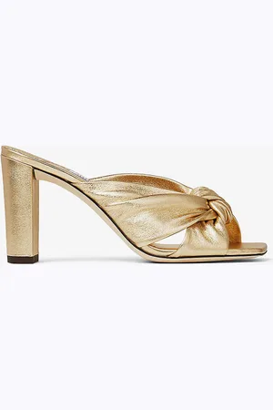 Jimmy Choo Avenue 85 Knot-embellished Leather Heeled Mules