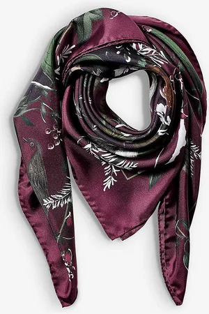 ASPINAL OF LONDON Woodland Graphic-print Silk Scarf