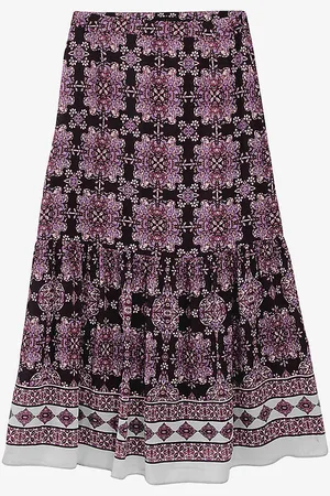 IKKS Graphic-print Crepe-voile Midi Skirt