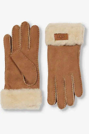 UGG Logo-patch Suede and Shearling Gloves