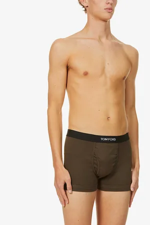 Tom Ford Branded-waistband Fitted Stretch-cotton Trunks
