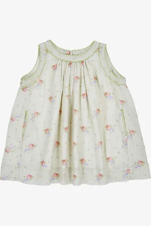 Caramel Ginger Floral-embroidered Linen Dress 3 Months - 12 Years